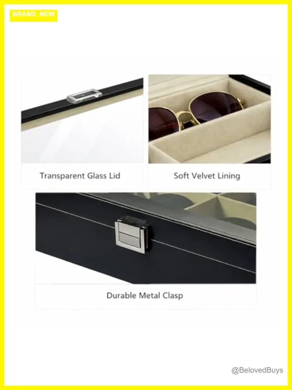 Faux Leather Sunglasses Organizer Case for Eyeglasses 8 Slots Storage Box